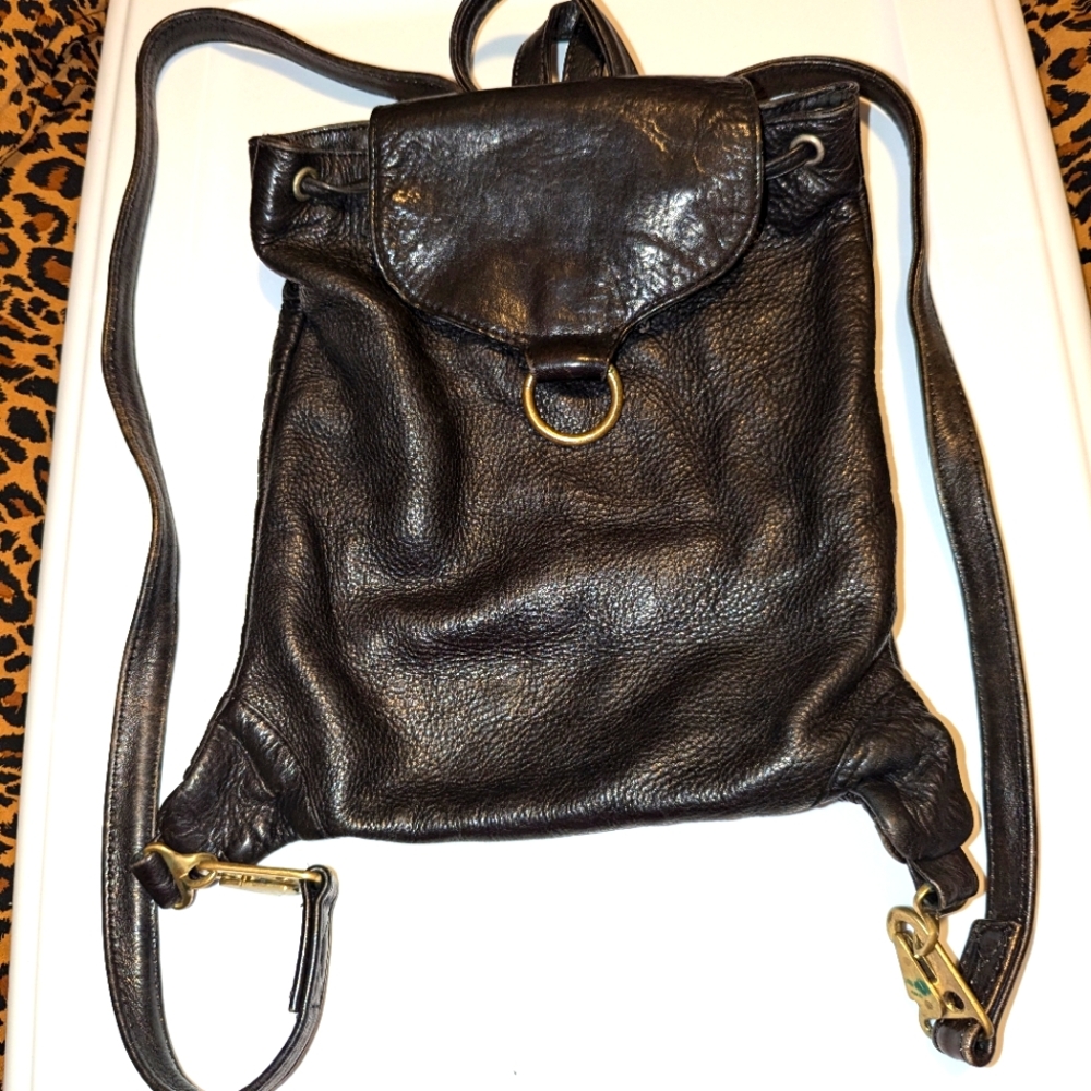 Pebbled leather mini backpack